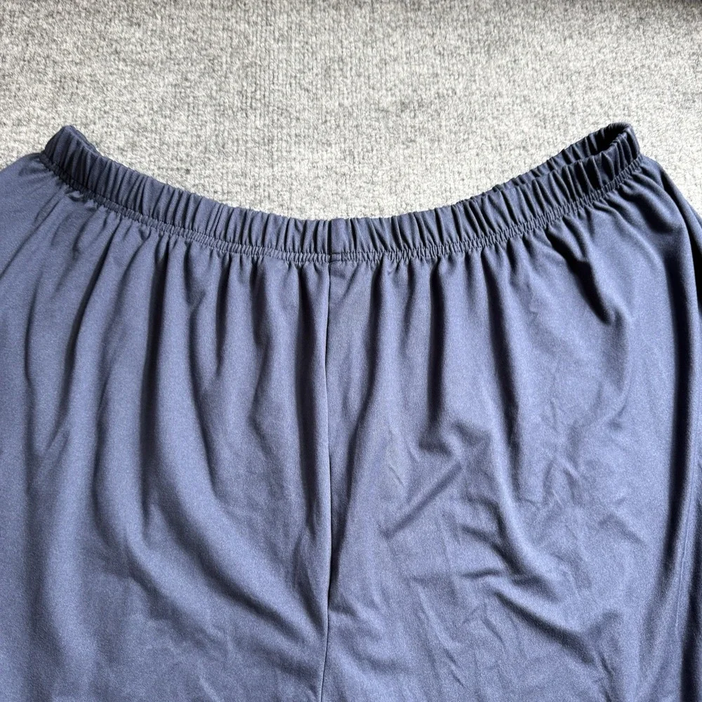 Womens Navy Blue Wide Leg Knit Pants Elastic Waist Stretch Lounge Trousers 4X